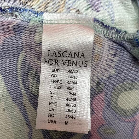 Lascana for Venus Women's V-Neck Pink/Blue/Purple Paisley Tunic Dress Size M - Picture 6 of 9